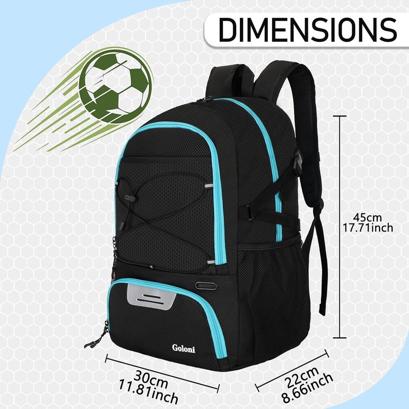 Goloni Soccer Backpack with Ball Holder - 30L Lightweight Water-Resistant Sports Bag for Men & Women, Ideal Football Equipment Backpack for Basketball Volleyball Training & Matches - Image 2